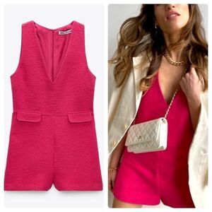 Zara textured jumpsuit new Barbiecore Barbie Core
